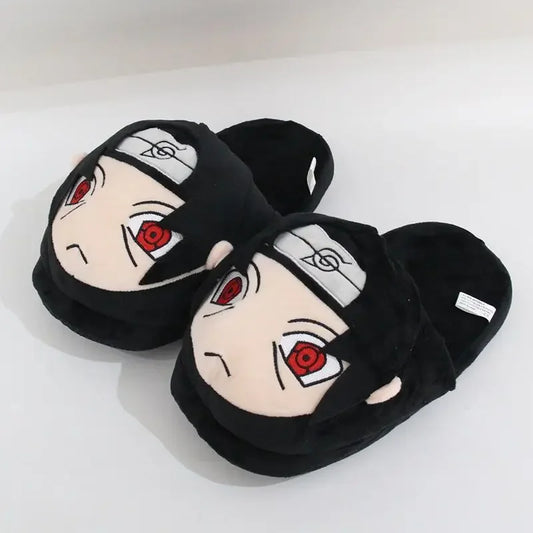 Naruto anime two-dimensional Uchiha Sasuke cartoon plus velvet cotton slippers personalized warm anti-slip home slippers gift